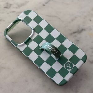 Loopy Case Forest Green and White Checkered Phone Cover